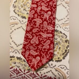 Etsy Cotton Red and White Paisley Tie